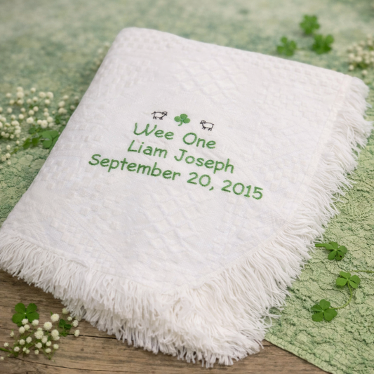 Personalized Embroidered Birth/Baptismal Blanket Wee One