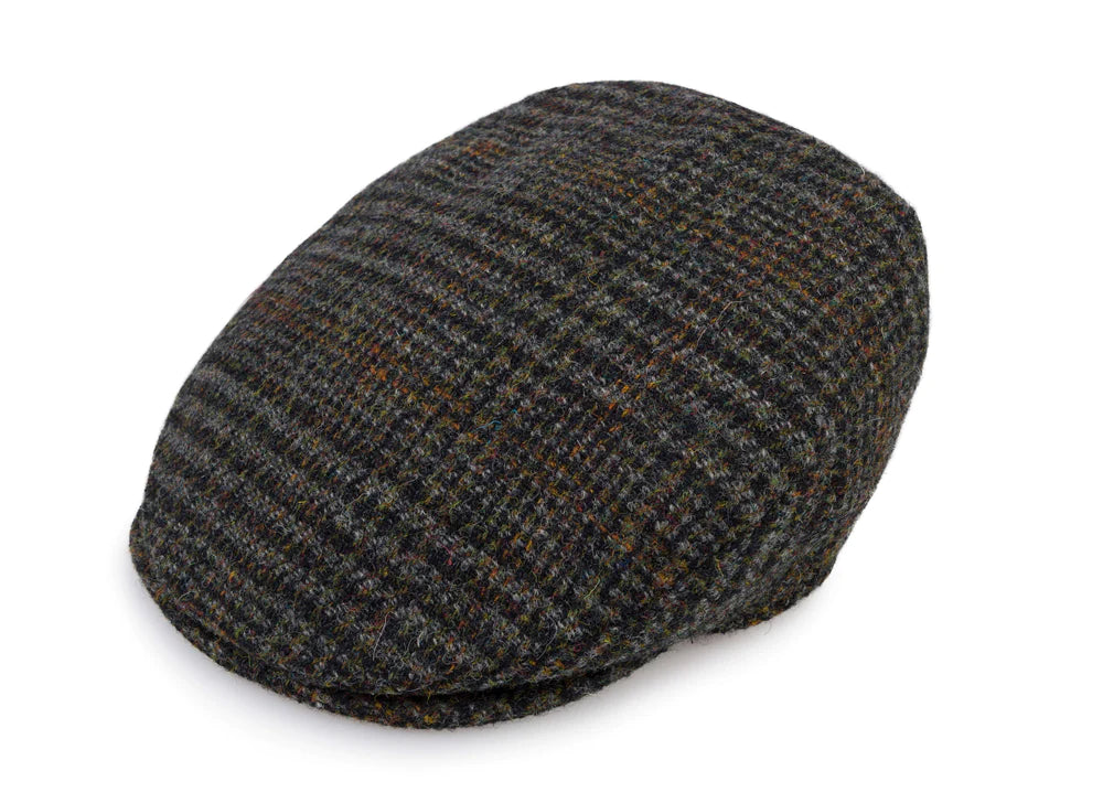 Hanna Hat Flat Brim Tweed Grey/Green with burnt orange