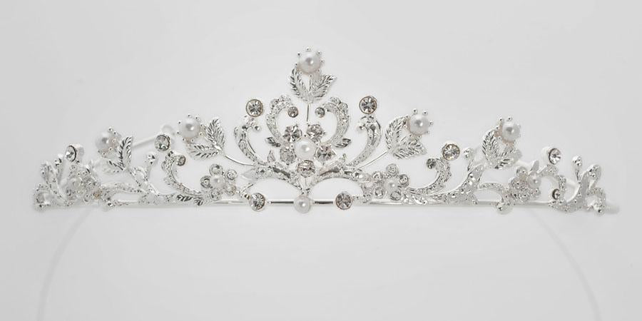 NEW ANJA\'S DREAM women\'s rhinestone tiara crown in white Anja main image 4