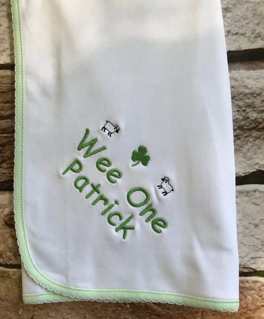 Personalized Cotton Blanket with Green Edge