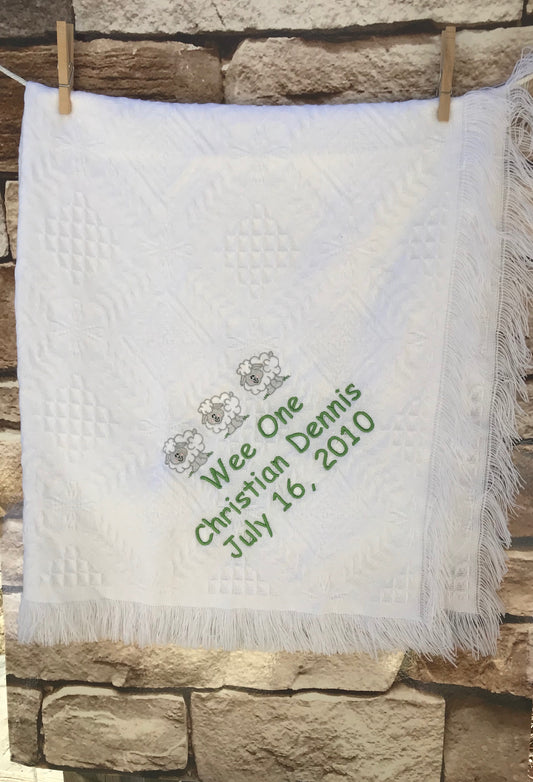 Personalized Embroidered Baptismal/Birth Blanket Big Sheep