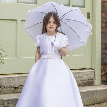 Sleeveless Mikado Communion Dress with Beaded Mikado Jacket Faith and Begorra Sleeveless Mikado Communion Dress with Beaded Mikado Jacket Faith and Begorra