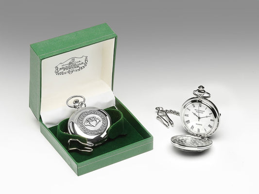 Mullingar Pewter Gents Pocket Watch Claddagh Design