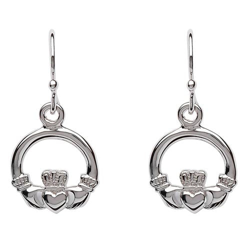 Sterling Silver Drop Claddagh Earrings