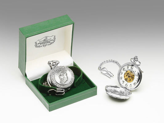 Mullingar Pewter Mechanical Pocket Watch Ireland Map Design