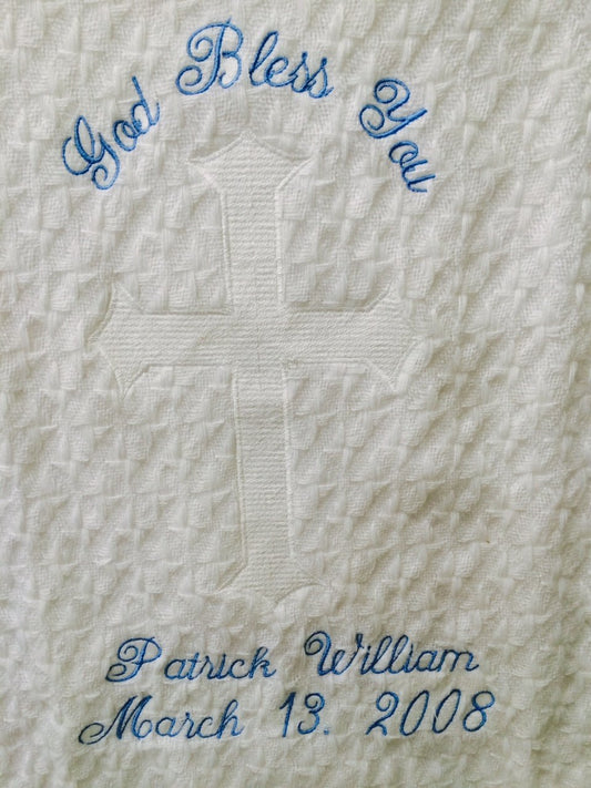 Personalized Embroidered Baptismal/Birth Blanket