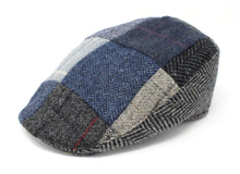 Load image into Gallery viewer, Donegal Touring Cap Patchwork Grey/Blue Tweed Hanna Hat
