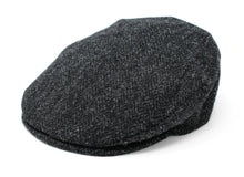 Load image into Gallery viewer, Vintage Flat Cap Tweed by Hanna Hats Dark Grey Herringbone