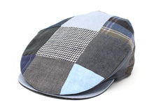 Load image into Gallery viewer, Vintage Cap Patchwork Grey/Blue Linen by Hanna Hats
