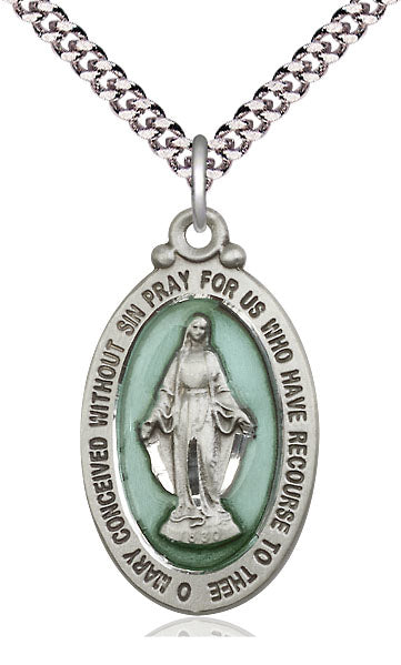 Miraculous Medal with Blue Enamel 