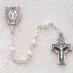 White Celtic Rosary Beads 5MM