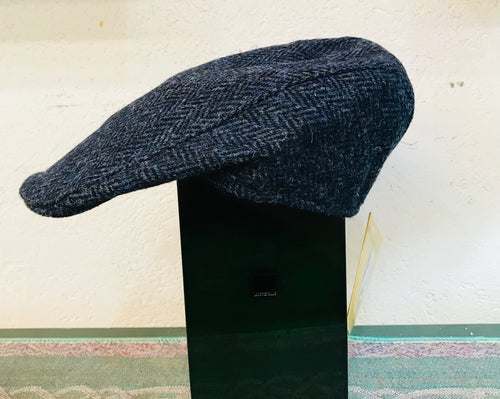 Donegal Touring Cap Tweed Blue/Black Herringbone by Hanna Hats