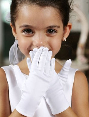 white satin gloves