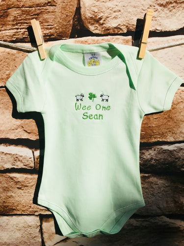 Personalized Embroidered Wee One Minty Onesie