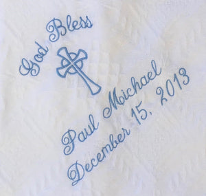 Personalized Embroidered Baptism/Birth Blanket #40 Cross