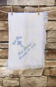 Personalized Embroidered Baptism/Birth Blanket #40 Cross