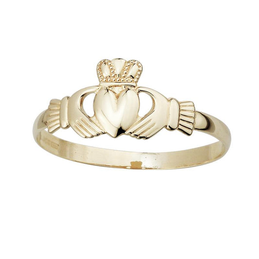 10K Gold Light Weight Small Claddagh Ring by Solvar