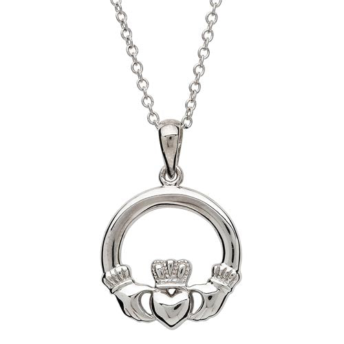 Sterling Silver Small Claddagh Necklace