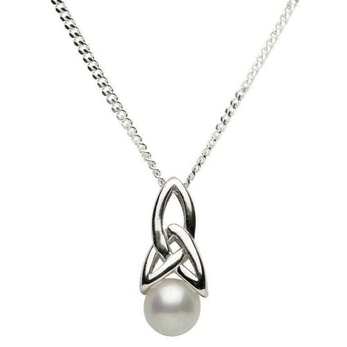 Sterling Silver Trinity Pearl Necklace