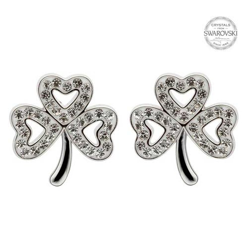Sterling Silver Swarovski Crystal Shamrock Earrings