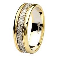 Shanore Celtic Trinity Knot Two Tone 14K Gold Gents Wedding Ring