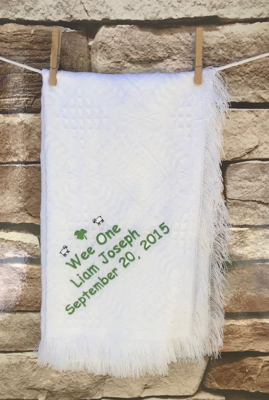Personalized Embroidered Birth/Baptismal Blanket Wee One