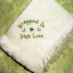 embroidered wrapped in Irish Love