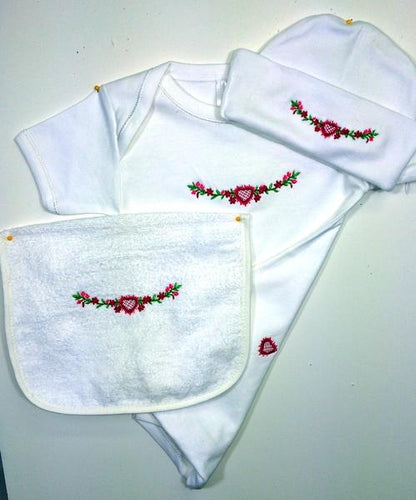 Embroidered Baby Flower Set Wee Irish Baby