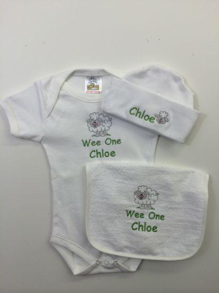 Personalized embroidered Sheep Set Wee Irish Baby