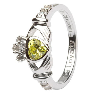 August Birthstone Claddagh Ring in Sterling Silver