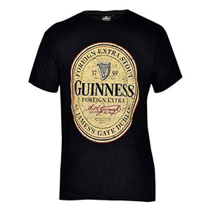 Guinness Black Distressed English Label T-Shirt