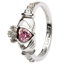 Load image into Gallery viewer, October Birthstone Claddagh Ring in Sterling Silver