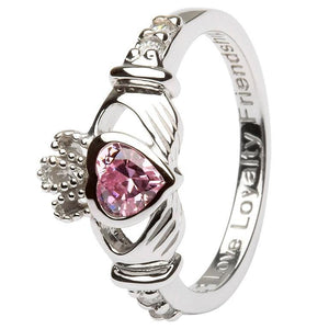 October Birthstone Claddagh Ring in Sterling Silver
