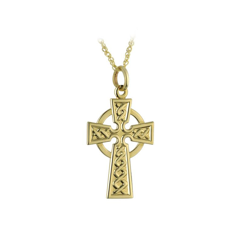 10k Gold Celtic Cross Necklace with Emerald | Gifts of Ireland